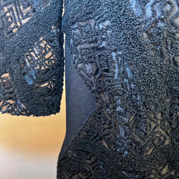 LUCKY BRAND Black Mixed Material Embroidered Mesh Open Cardigan Size S - Picture 6 of 16